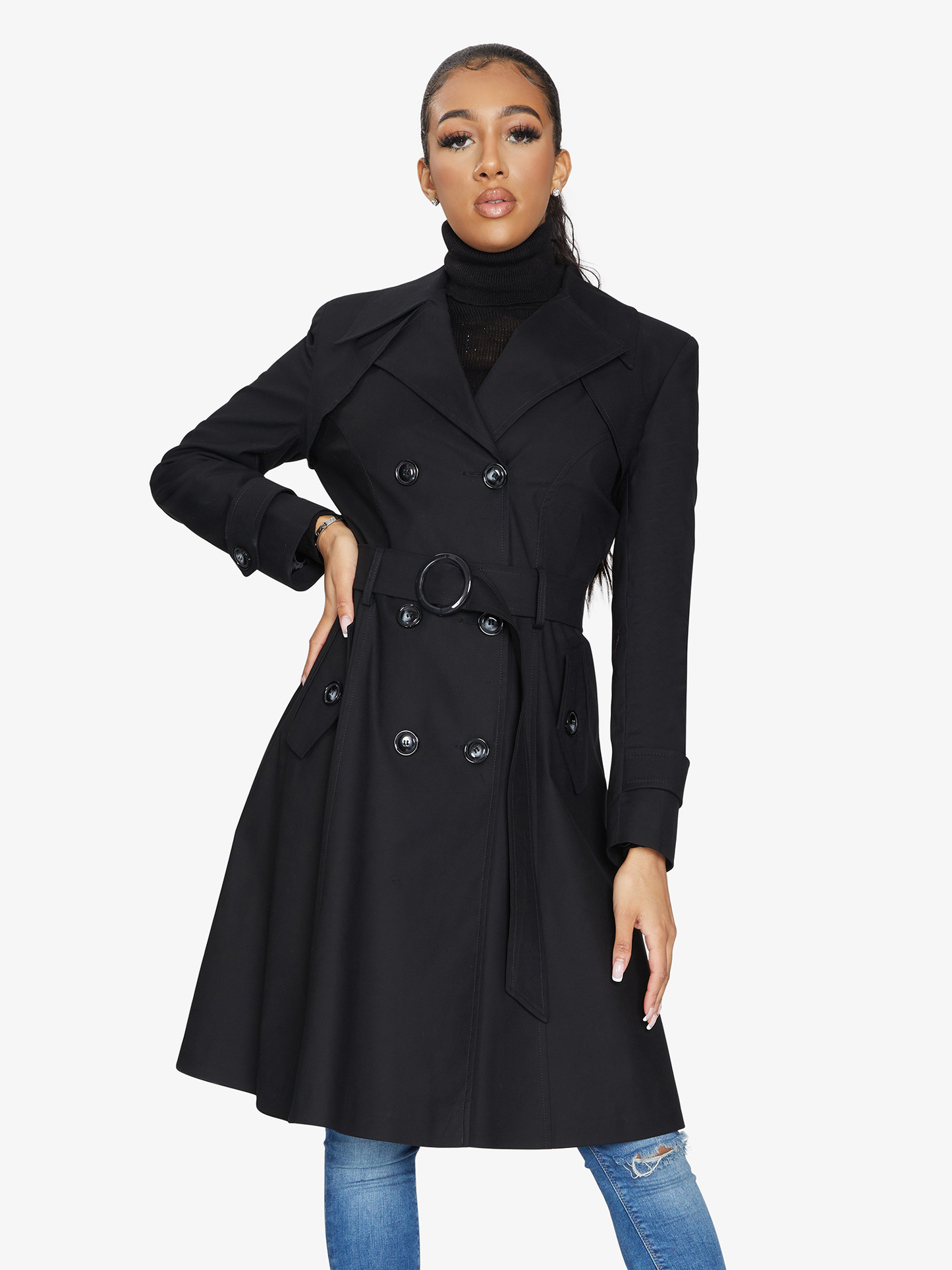 Double Breasted Trench Mac Coat