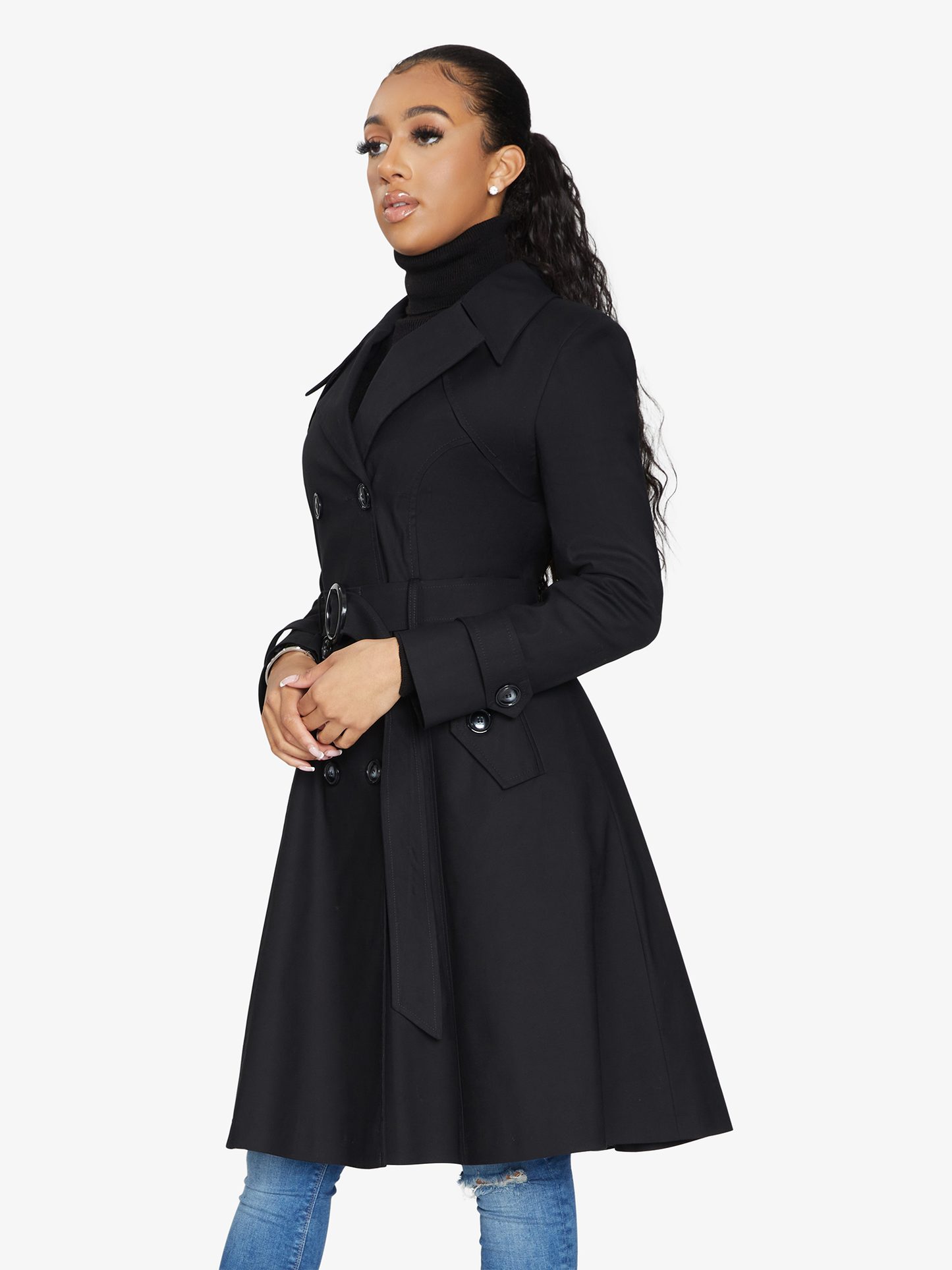 Double Breasted Trench Mac Coat