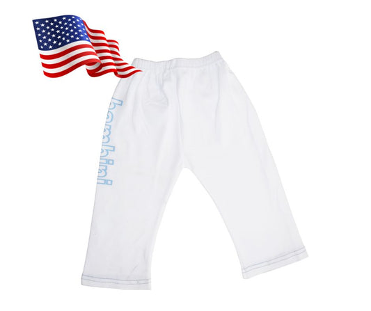 Boys White Pants with Print