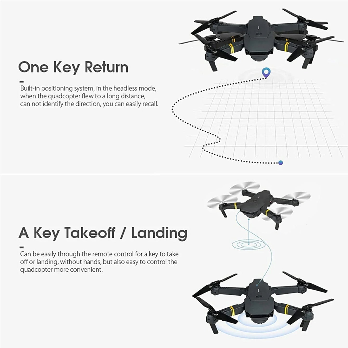 Foldable Quadcopter Drone 720P/1080P/4k HD RC