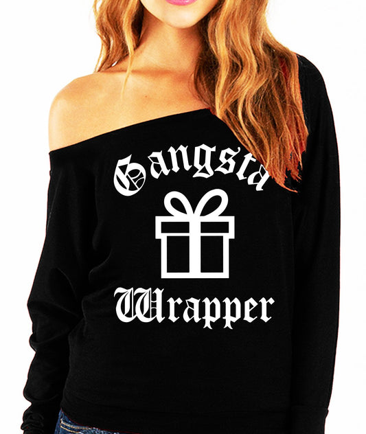 Gangsta Wrapper Christmas Present Slouchy Sweatshirt