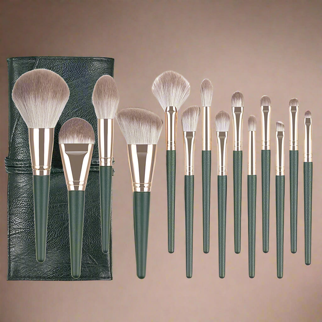 14pcs Green Cloud Makeup Brushes