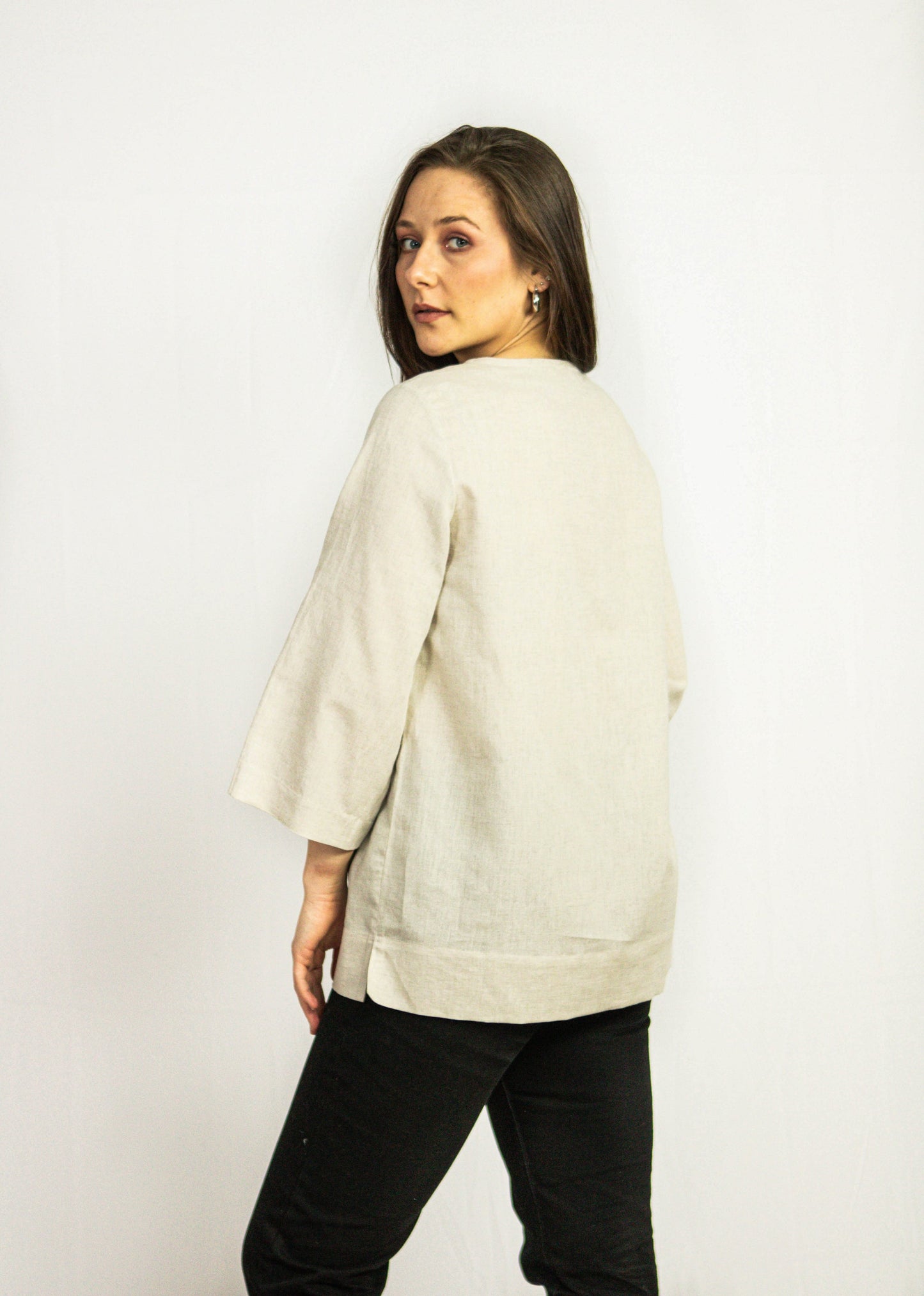 Asphalt Grey linen oversize top