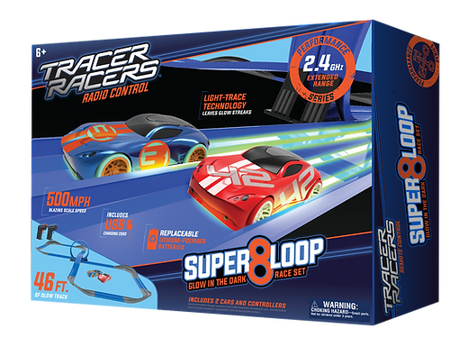 Super 8 Loop Glow in the Dark R/C Slot Racing 46ft Track