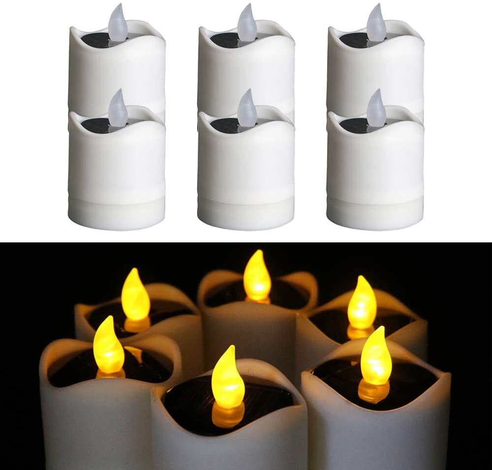 6PCS Waterproof Solar Candles Flame lights