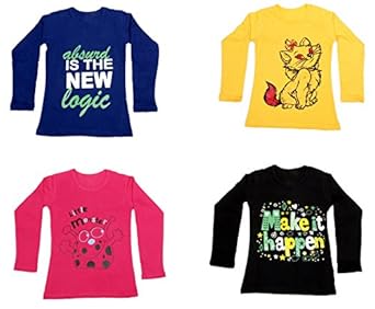 Girls' T-Shirt (Pack of 4) Multicolored