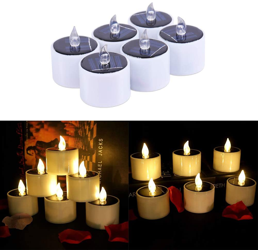 6PCS Waterproof Solar Candles Flame lights