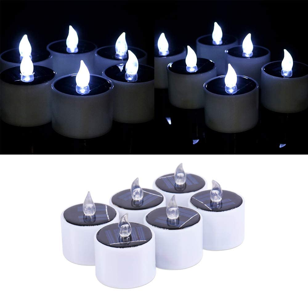 6PCS Waterproof Solar Candles Flame lights