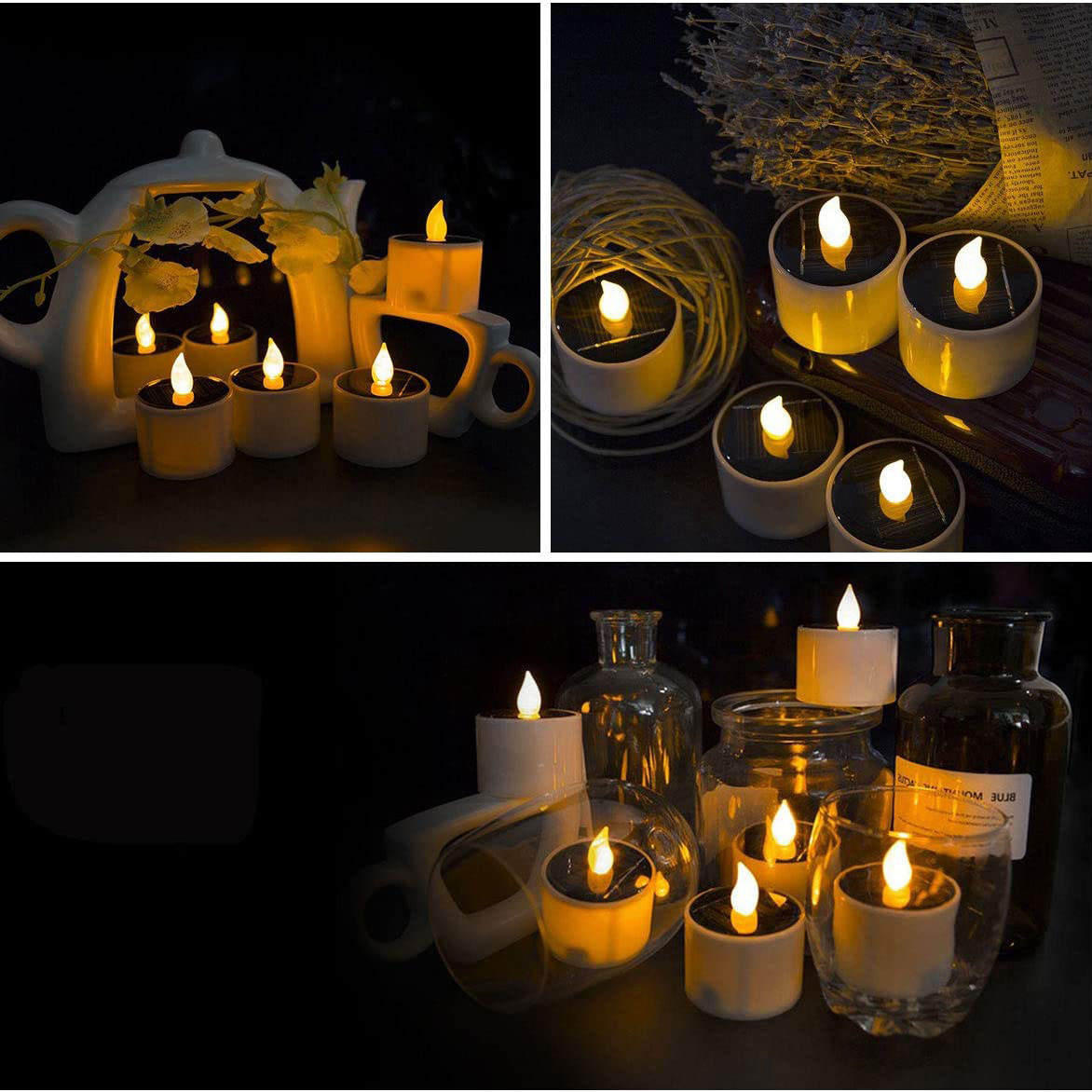 6PCS Waterproof Solar Candles Flame lights