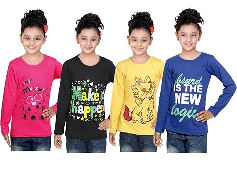 Girls' T-Shirt (Pack of 4) Multicolored