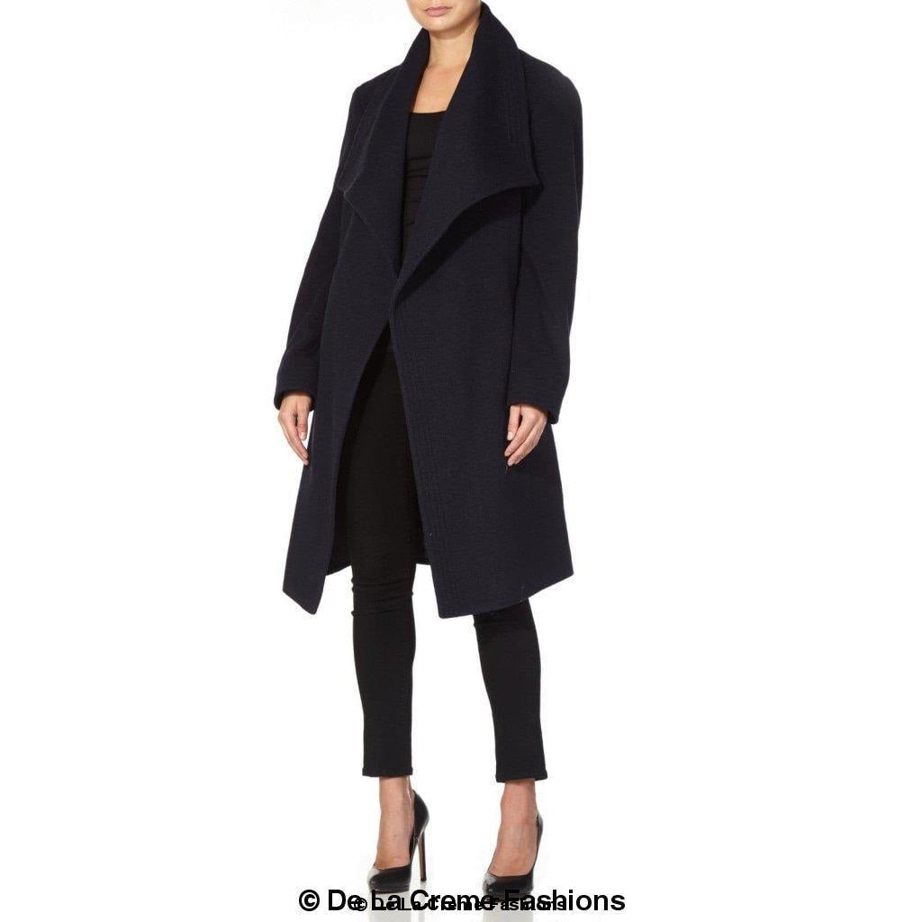 De La Creme Womens Wool Blend Large Lapel Duster Coat