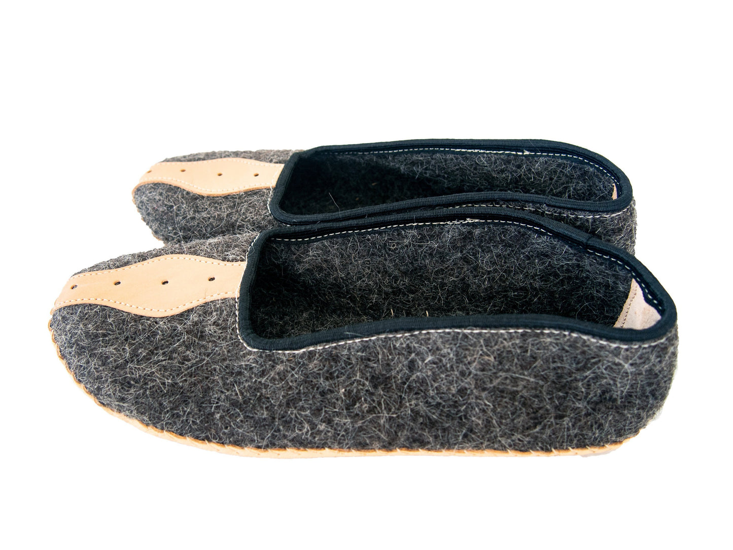 Mens Felt and Real Leather Slippers.