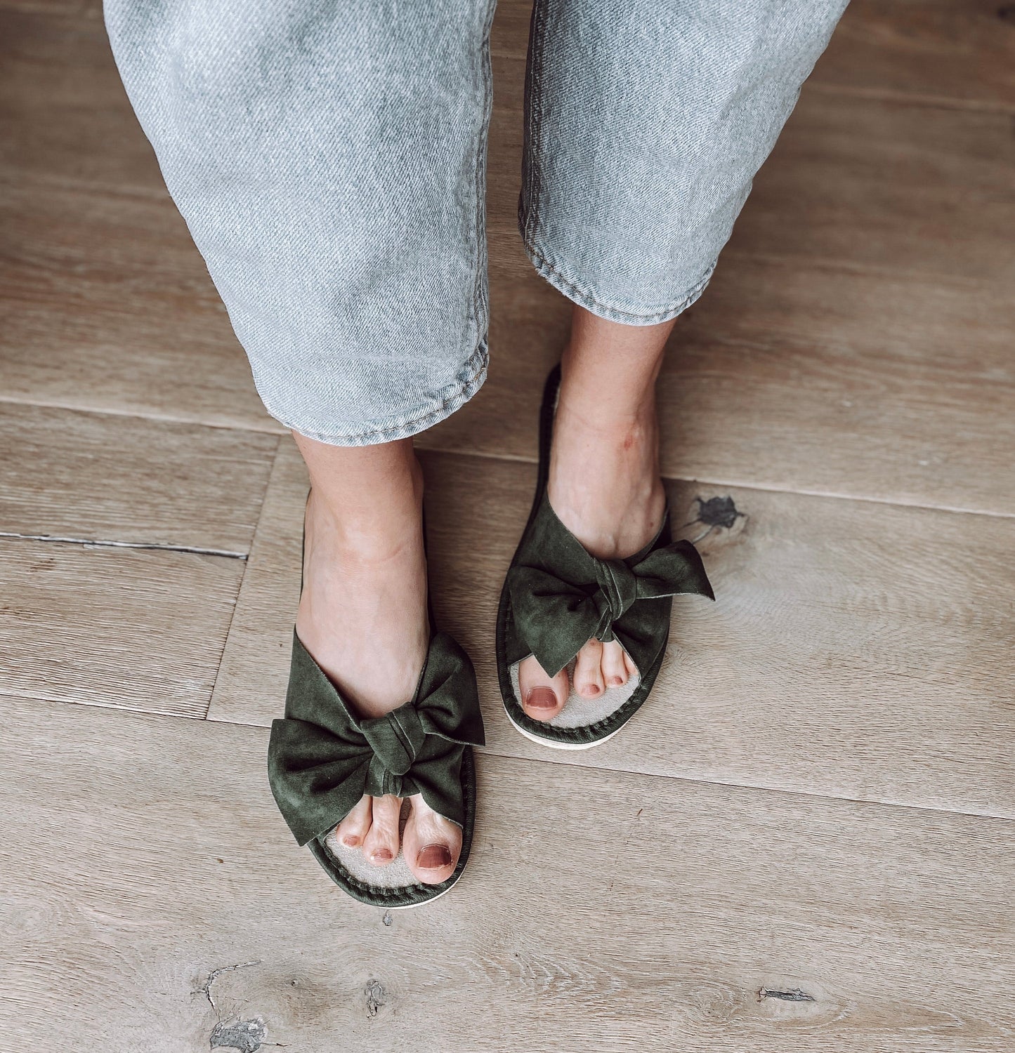 Green Ribbon Slippers