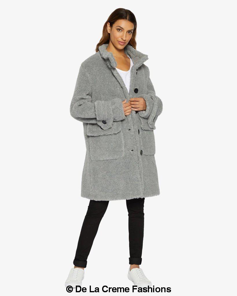 Julie High Neck Borg Teddy Coat