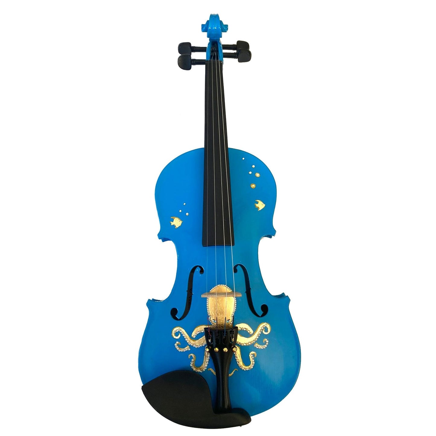 Octopus Bling Blue Violin Outfit w Brazilwood Bow Case Crystal Fine