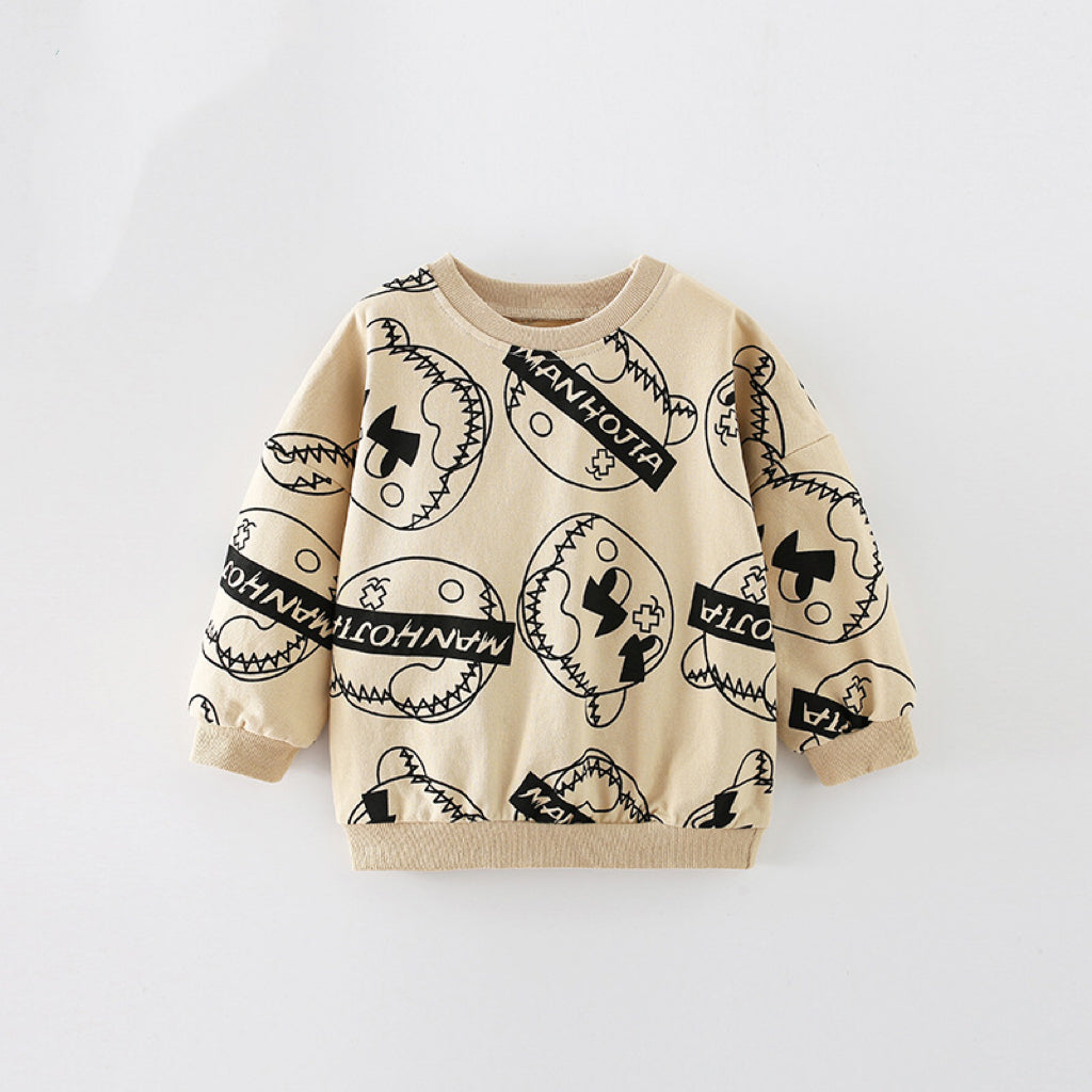 Baby Boy Print Pattern Crewneck Cotton Fashion Hoodie