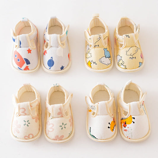 Baby Cartoon Soft Antiskid Hook And Loop Shoes