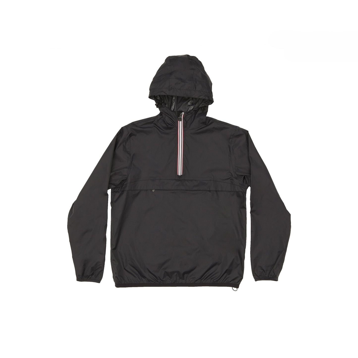 Quarter zip packable light rain jacket and windbreaker in black